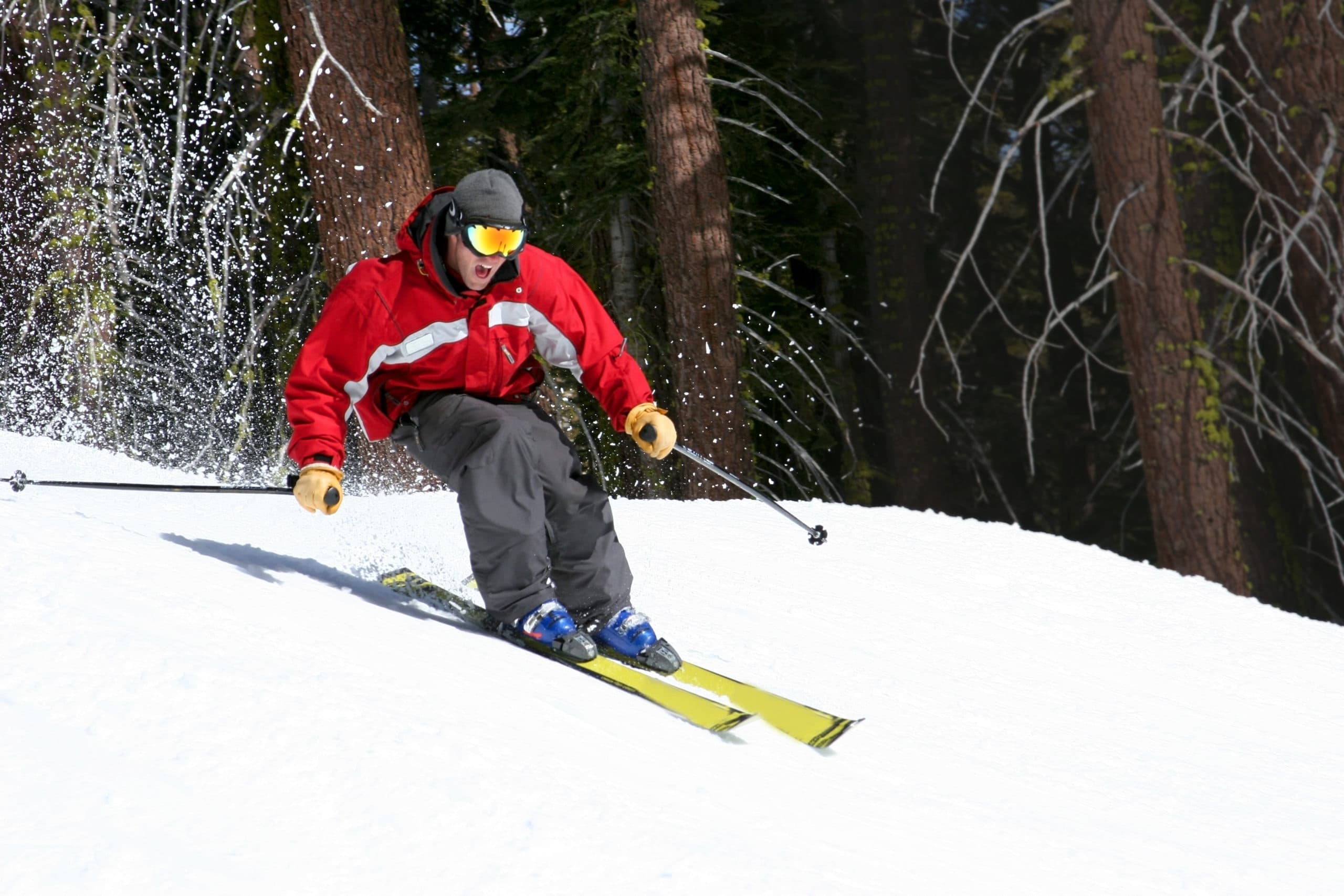 Man snow skiing downhill