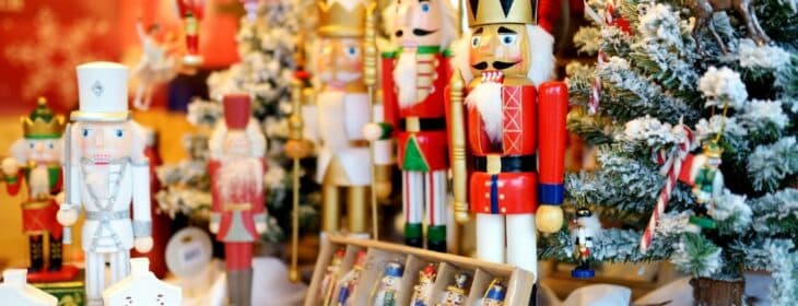 nutcrackers for sale at a christmas market